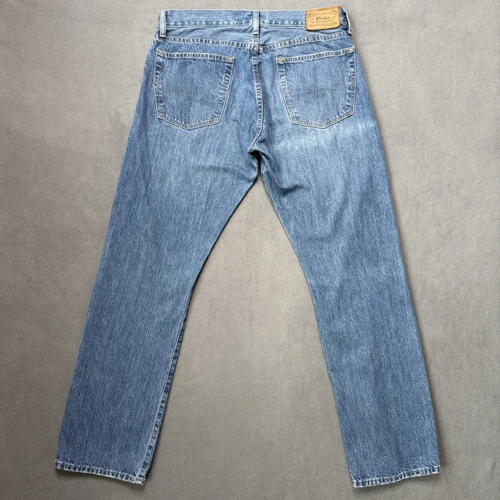 Polo Ralph Lauren Jeans Mens 33x32 Blue Hampton Relaxed Straight‎ Mid Rise Denim